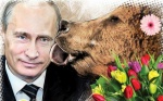 Липецкие дизайнеры удивили жителей Саратова медведем облизывающим Путина