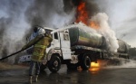 В Санкт-Петербурге на кольцевой дороге сгорел бензовоз