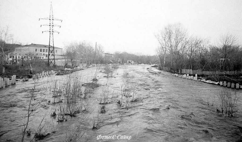 Разлив речки Липовка. Вид с моста в сторону Нижнего парка. 04.04.1970..jpg