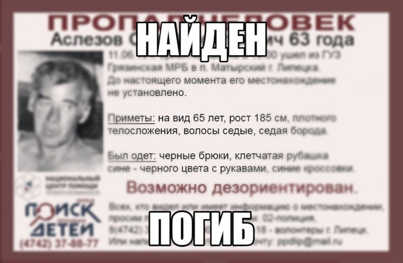 Пропавший житель Матырского найден погибшим Пропавший житель Матырского найден погибшим