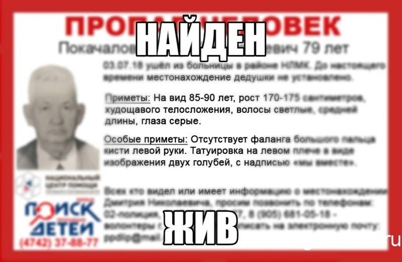 Пропавший из больницы пенсионер найден Пропавший из больницы пенсионер найден