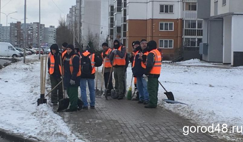 Город 48. Организации дворников. Массовая уборка снега во дворах. Город48.ру Липецк.