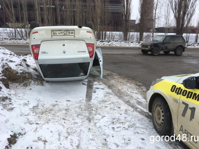 В Липецке перевернулся «Рено» В Липецке перевернулся «Рено»