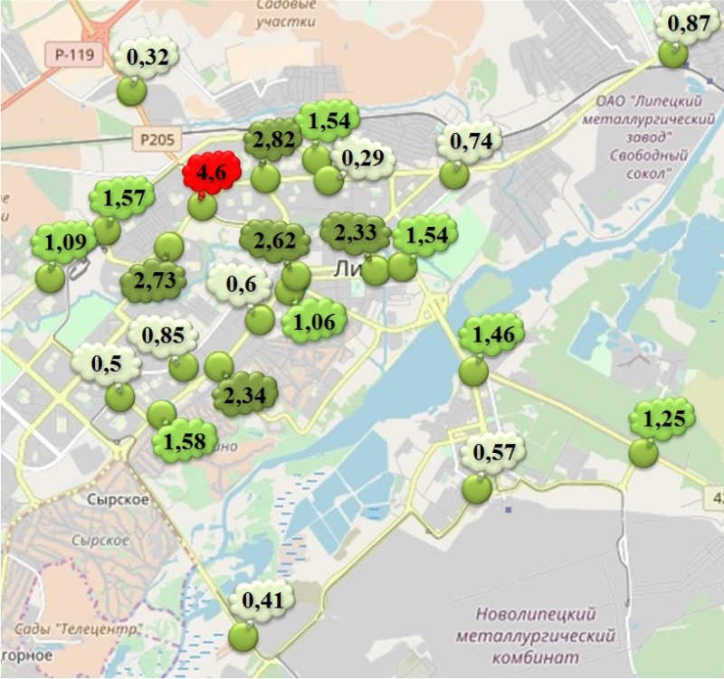 Экологическая карта липецкой области