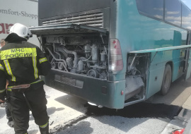 В Елецком районе на трассе М4 «Дон» тушили рейсовый автобус