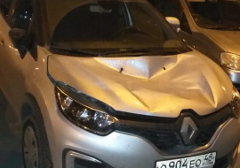 В Липецке на «Рено» сбросили пятилитровую баклажку с водой