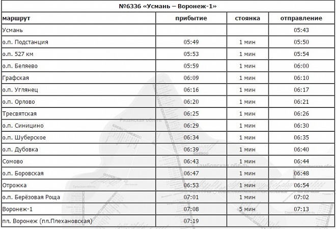 Карта автобусов липецк усмань